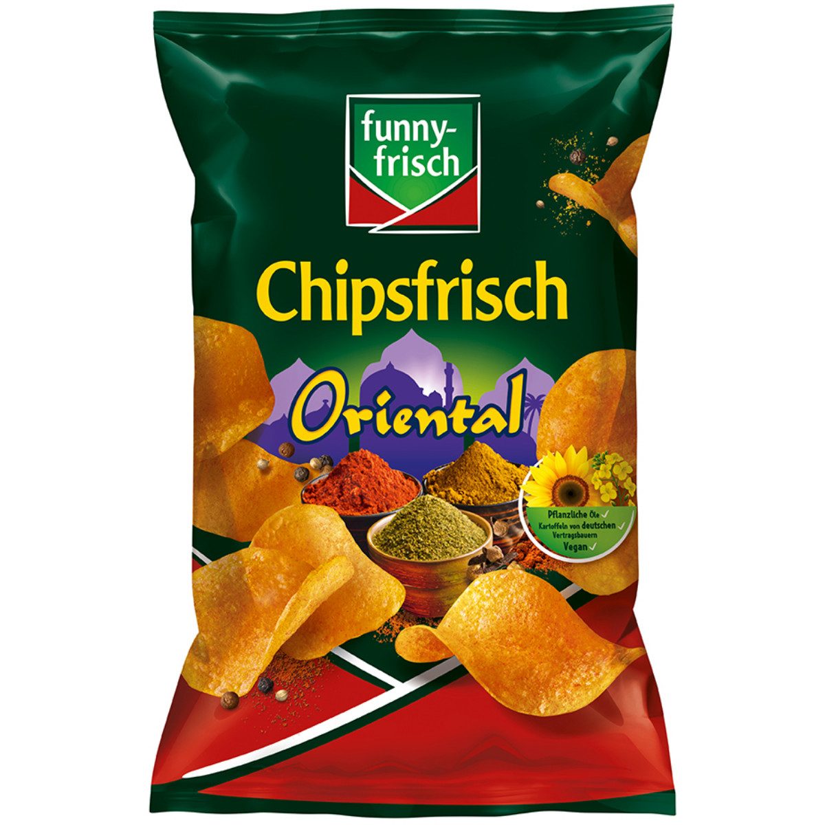 funny-frisch Knabberei, funny frisch Chipsfrisch Oriental vegetarisch vegan Chipstüte 150g
