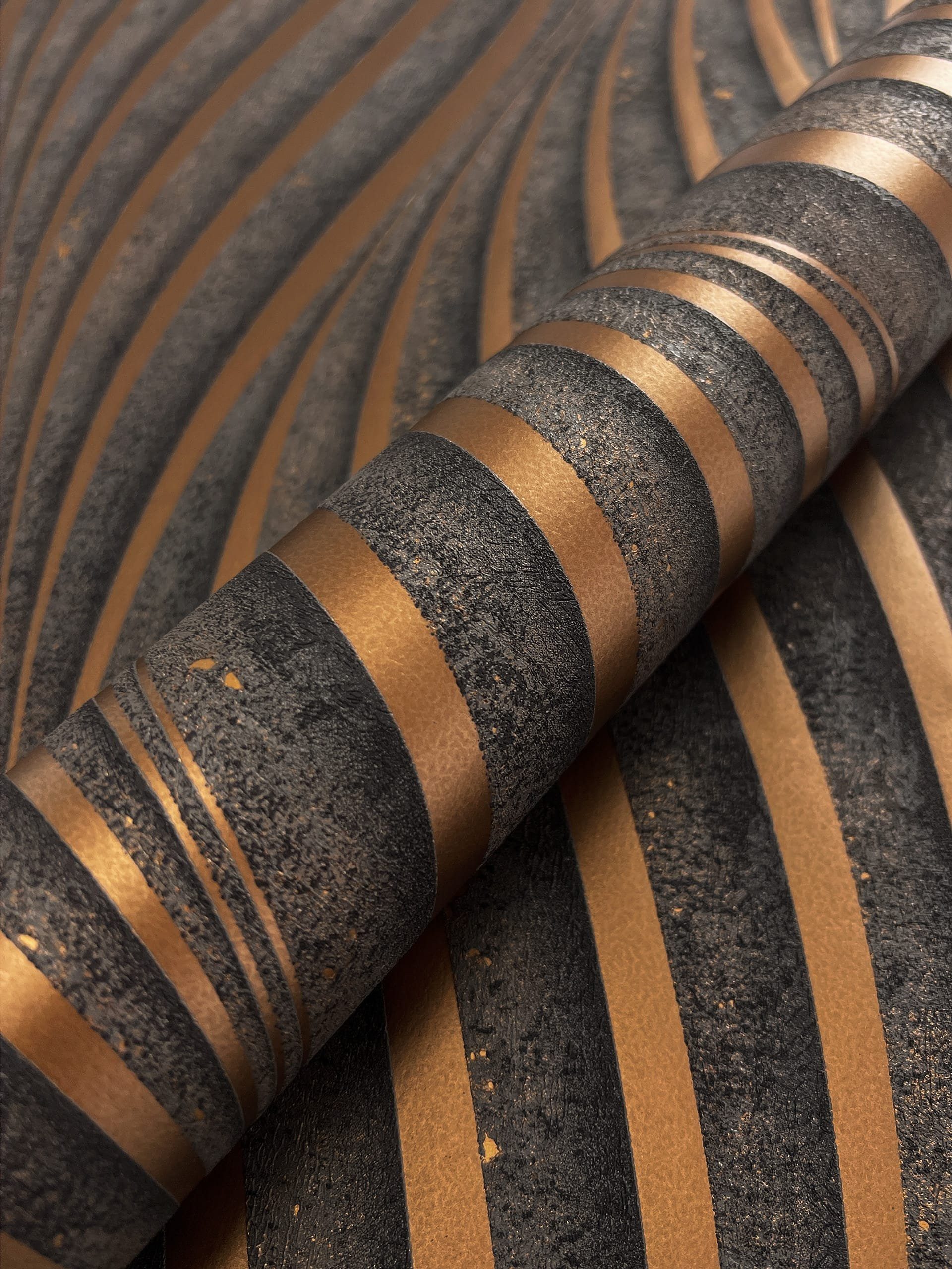 Newroom Vliestapete Armani Black Copper Tapete Glanztapete Wellen,Linien,St günstig online kaufen