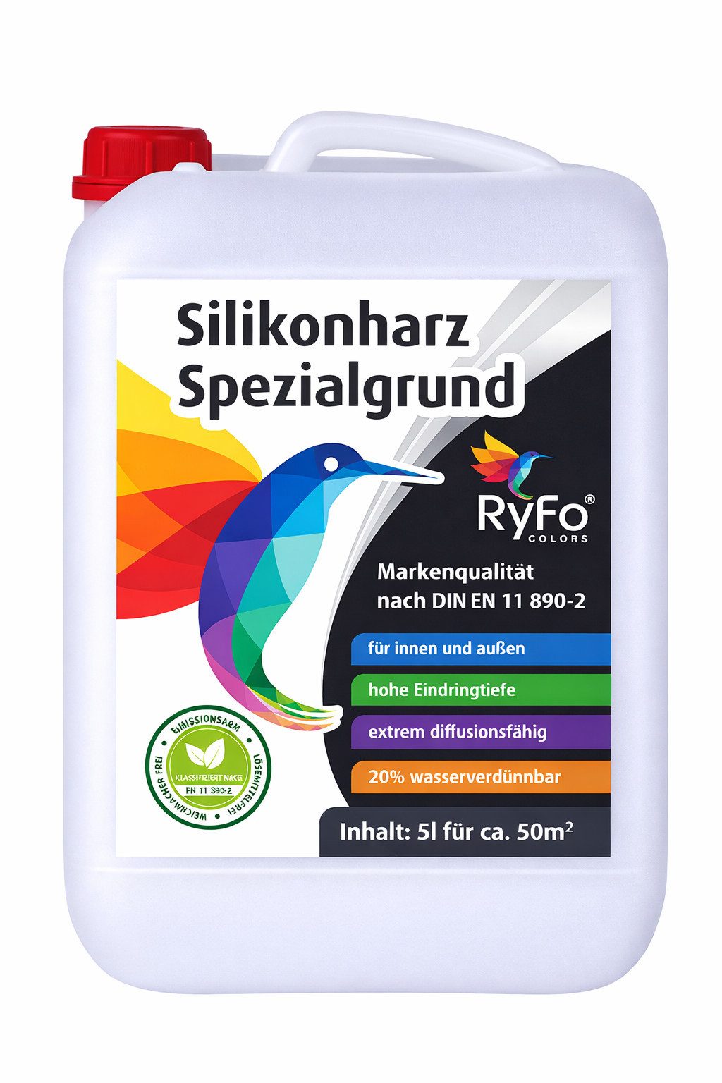 RyFo Colors Fassadengrundierung Silikonharz Spezialgrund, 1-tlg., 1l reicht für ca.10m², 1x streichen, gebrauchsfertig, Untergrund verfestigend, diffusionsfähig, alkalibeständig