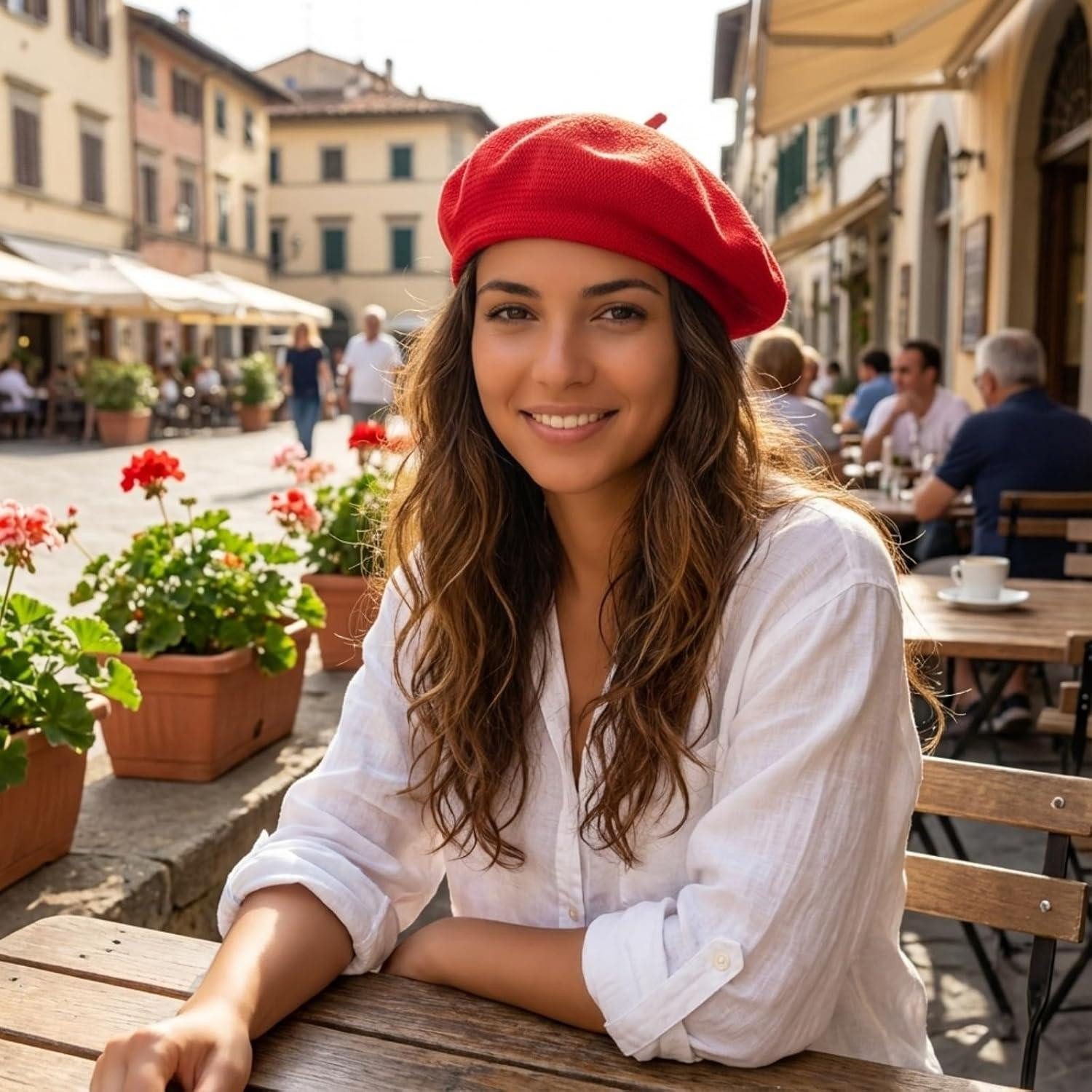 LuxusKollektion Baskenmütze Baskenmütze Damen Barett Beret Künstler Malerhut Beanie 56-58 Rot