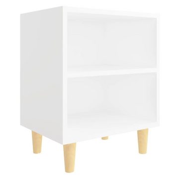 furnicato Nachttisch mit Massivholz-Beinen Weiß 40x30x50 cm