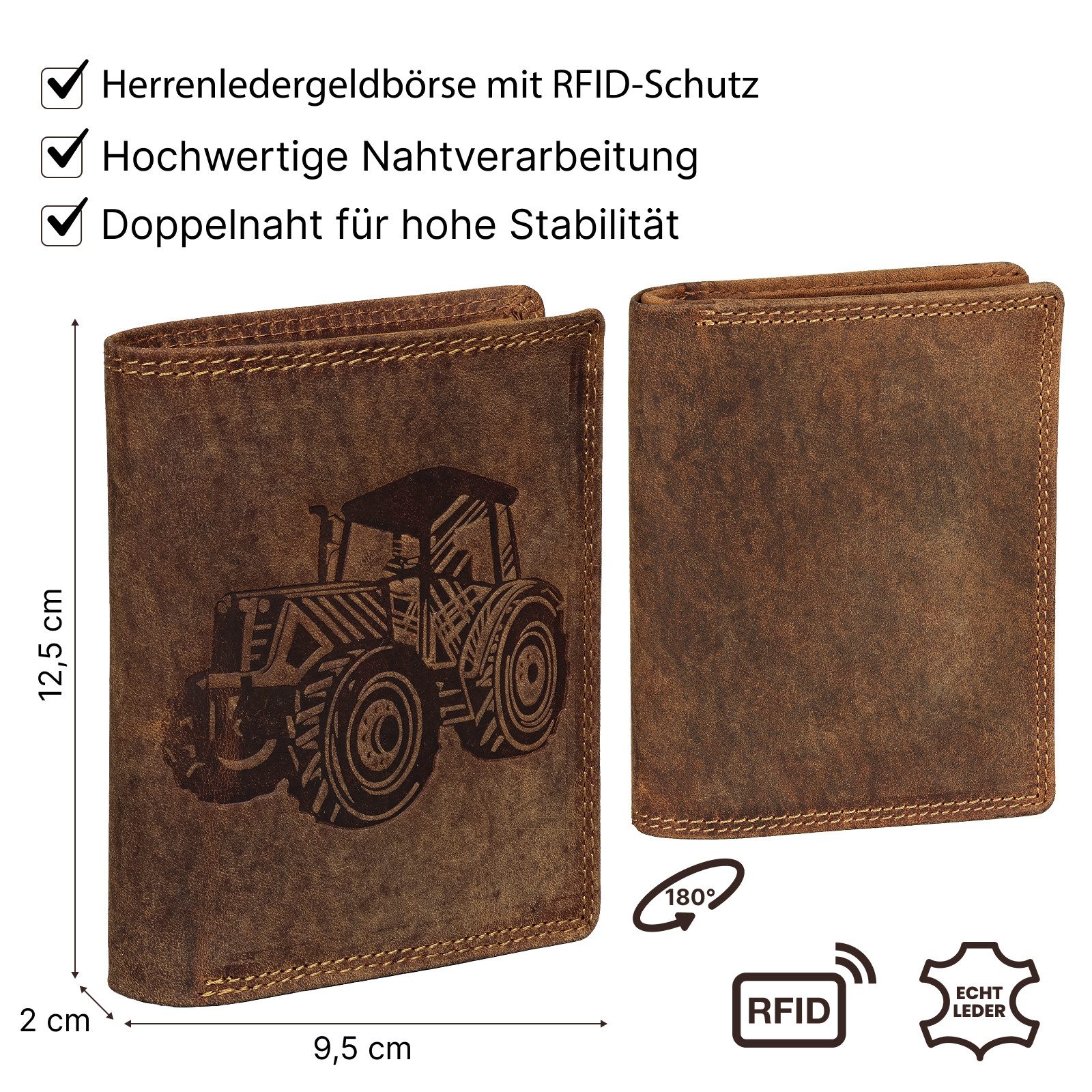 EAAKIE Geldbörse RFID Büffel Echt Leder Geldbörse Portemonnaie Herren mit Motiv, RFID Schutz