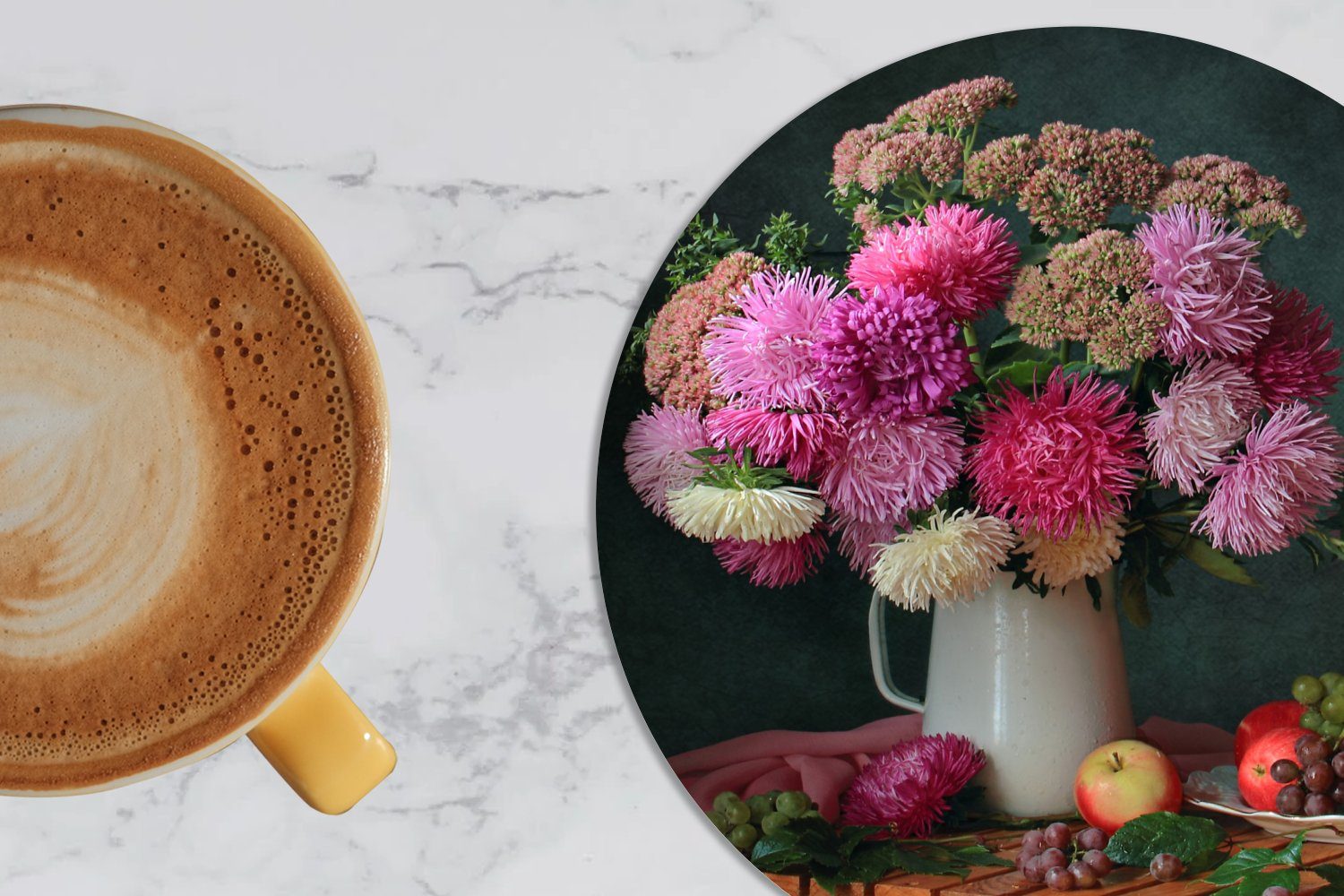 Getränkeuntersetzer, Glasuntersetzer für Gläser, - 6-tlg., Becher Obst Tasse, Stilleben, Korkuntersetzer, MuchoWow Zubehör - Tassenuntersetzer, Rosa