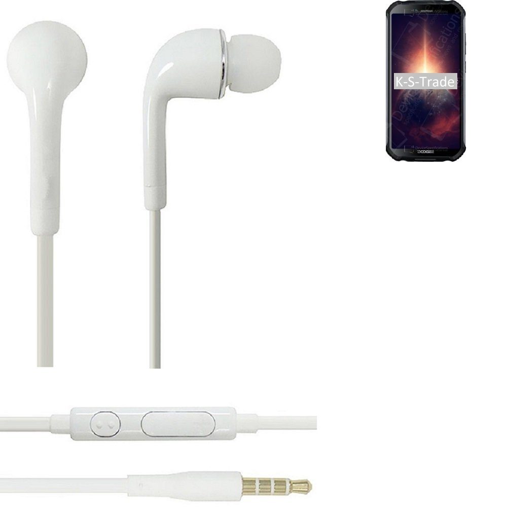 K-S-Trade für Doogee S40 Pro In-Ear-Kopfhörer (Kopfhörer Headset mit Mikrofon u Lautstärkeregler weiß 3,5mm)