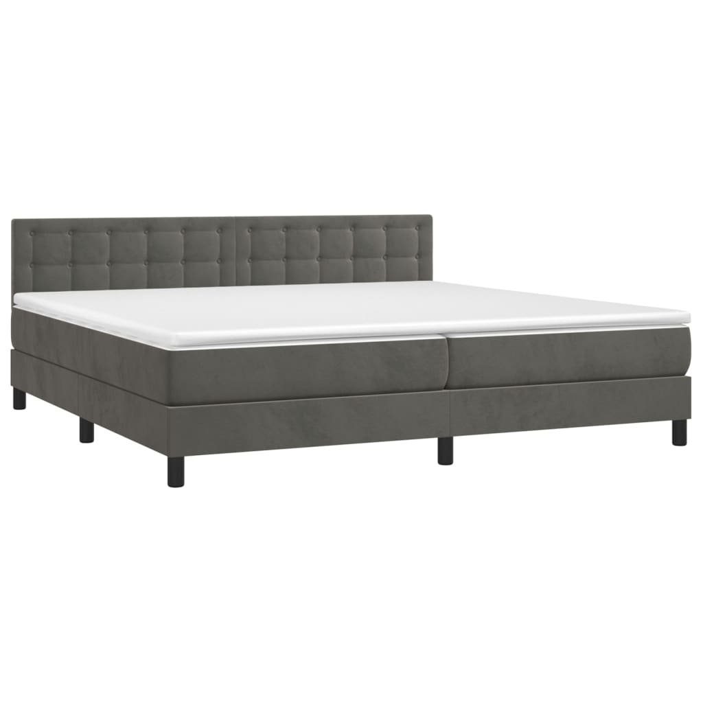 Bett Boxspringbett mit Matratze Dunkelgrau 200x200 cm Samt