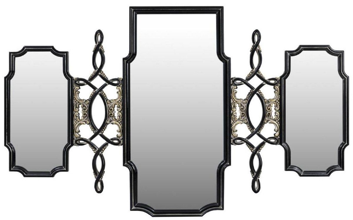 Spiegel Wandspiegel Stil - Luxus Spiegel Wohnzimmer / Barock Gold Barockspiegel - Garderoben - Antik - Barock handgefertigter Spiegel im Padrino Schwarz Barockstil Prunkvoller Casa Möbel