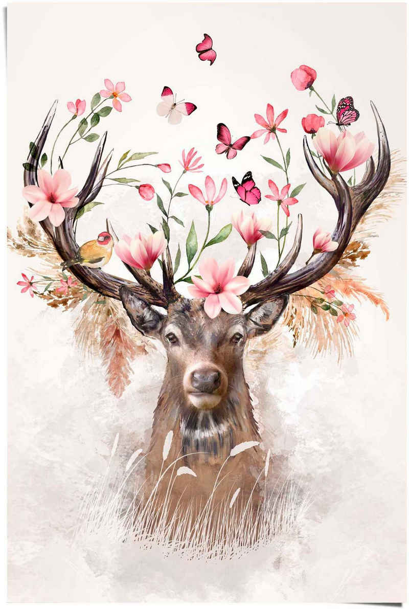 Reinders! Poster Hirsch in Blumen