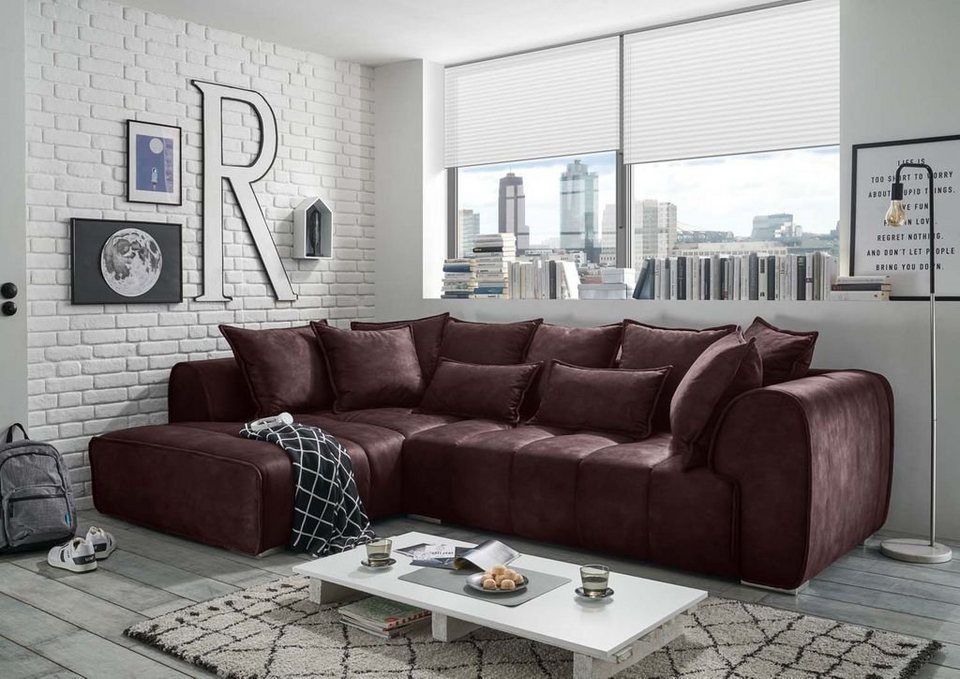 ED EXCITING DESIGN Ecksofa, Adamo Ecksofa 320 x 197 cm Polstergarnitur  Couch Sofa Aubergine