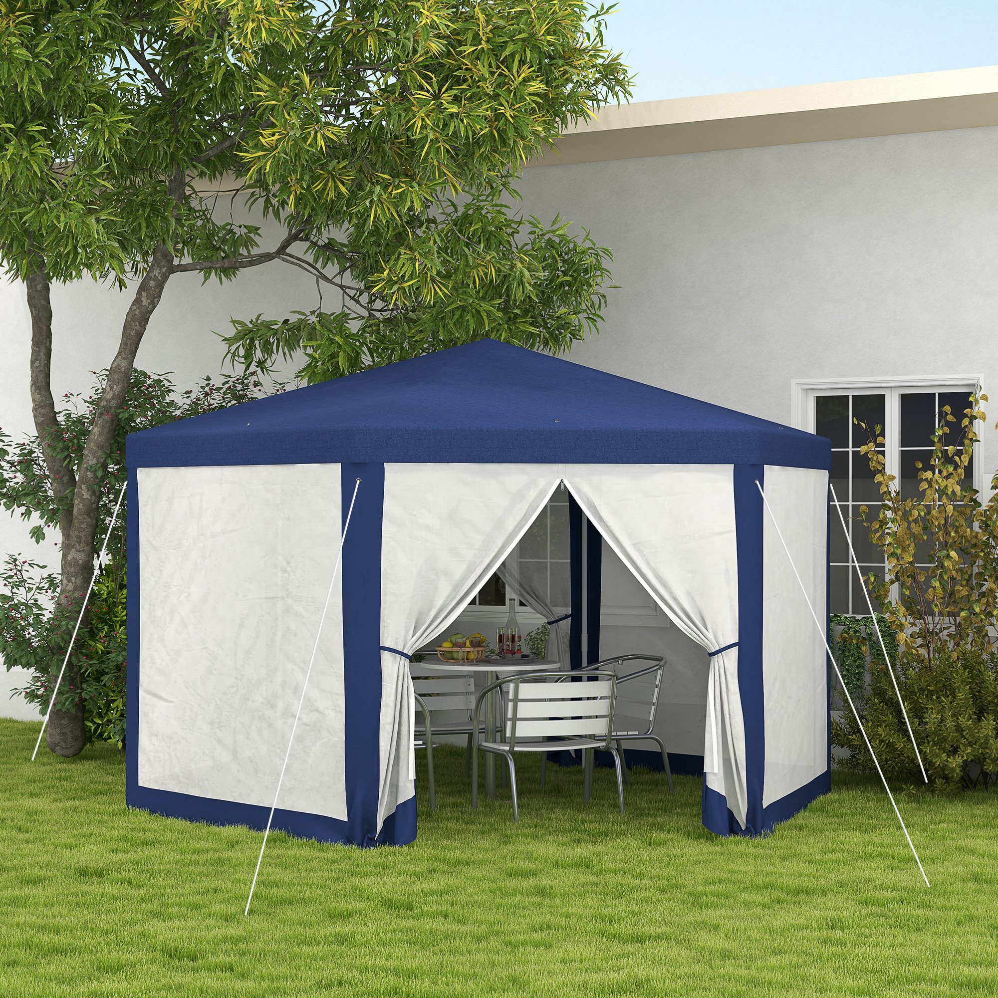 Outsunny Pavillon 4x3m, Sechseckig, wasserabweisend, winterfest, günstig online kaufen