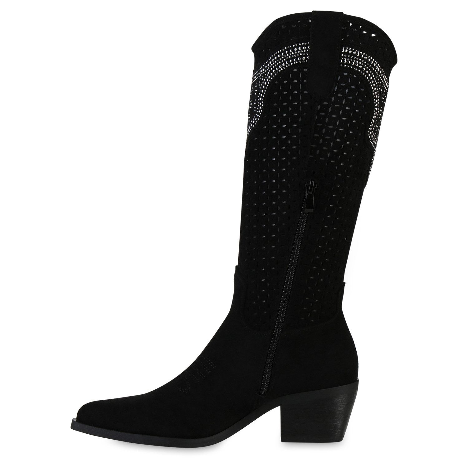 VAN HILL 841580 Cowboystiefel Damen Cowboystiefel Stiefel Spitze Cut-Outs H günstig online kaufen