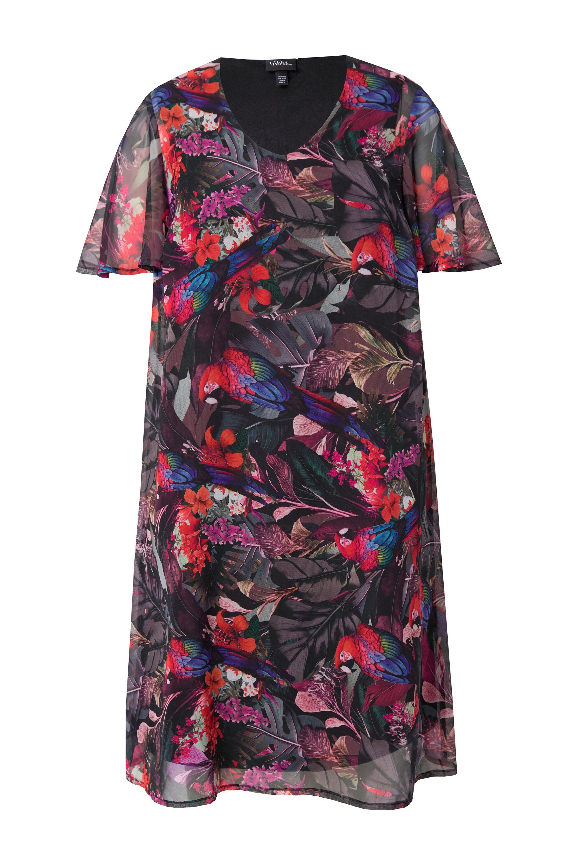 Ulla Popken Abendkleid Kleid Papageien A-Linie V-Ausschnitt – Bild 2 von 4