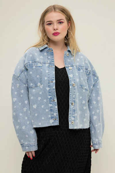 Studio Untold Jackenblazer Jeansjacke short Boxy Shape Heart Print