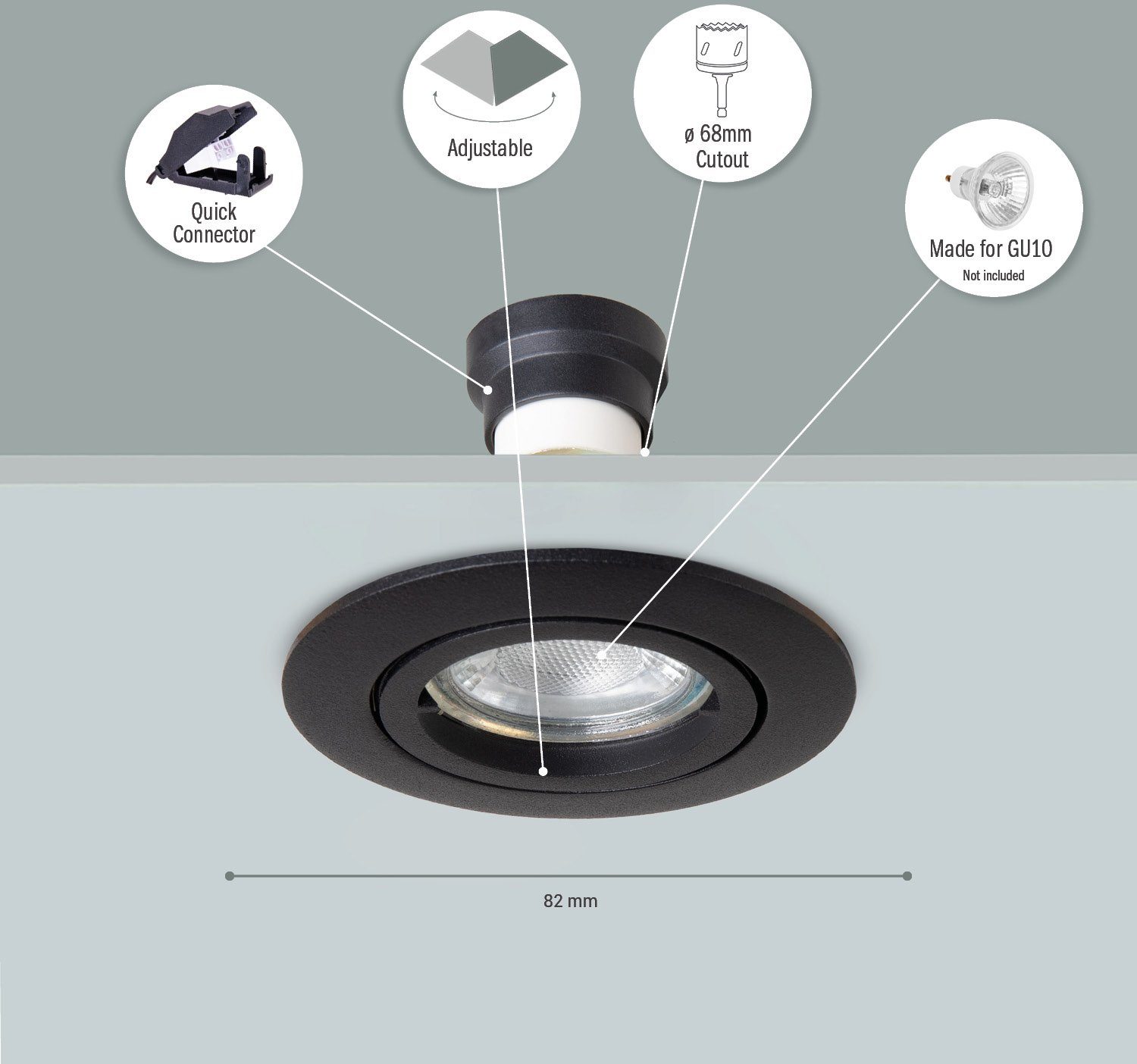 ohne Set Leuchtmittel, Spotlight Einbauleuchte Einbaustrahler Strahler Paco Home Schwenkbar GU10 Lina,