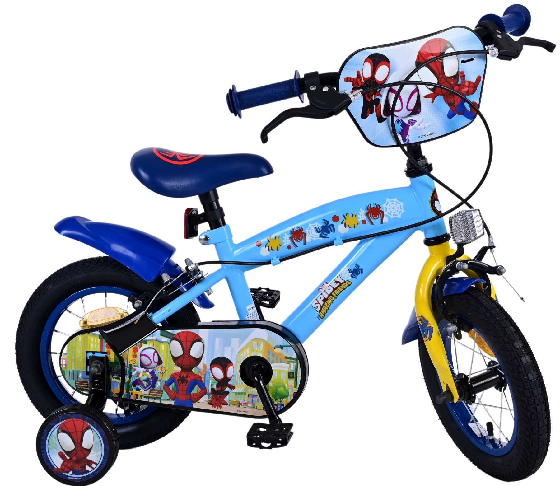 Volare Kinderfahrrad Spidey - Jungen - 12 bzw. 14 Zoll - Blau - Zweihandbremsen, 85% zusammengebaut, 2 Handbremsen, Stahlfelge