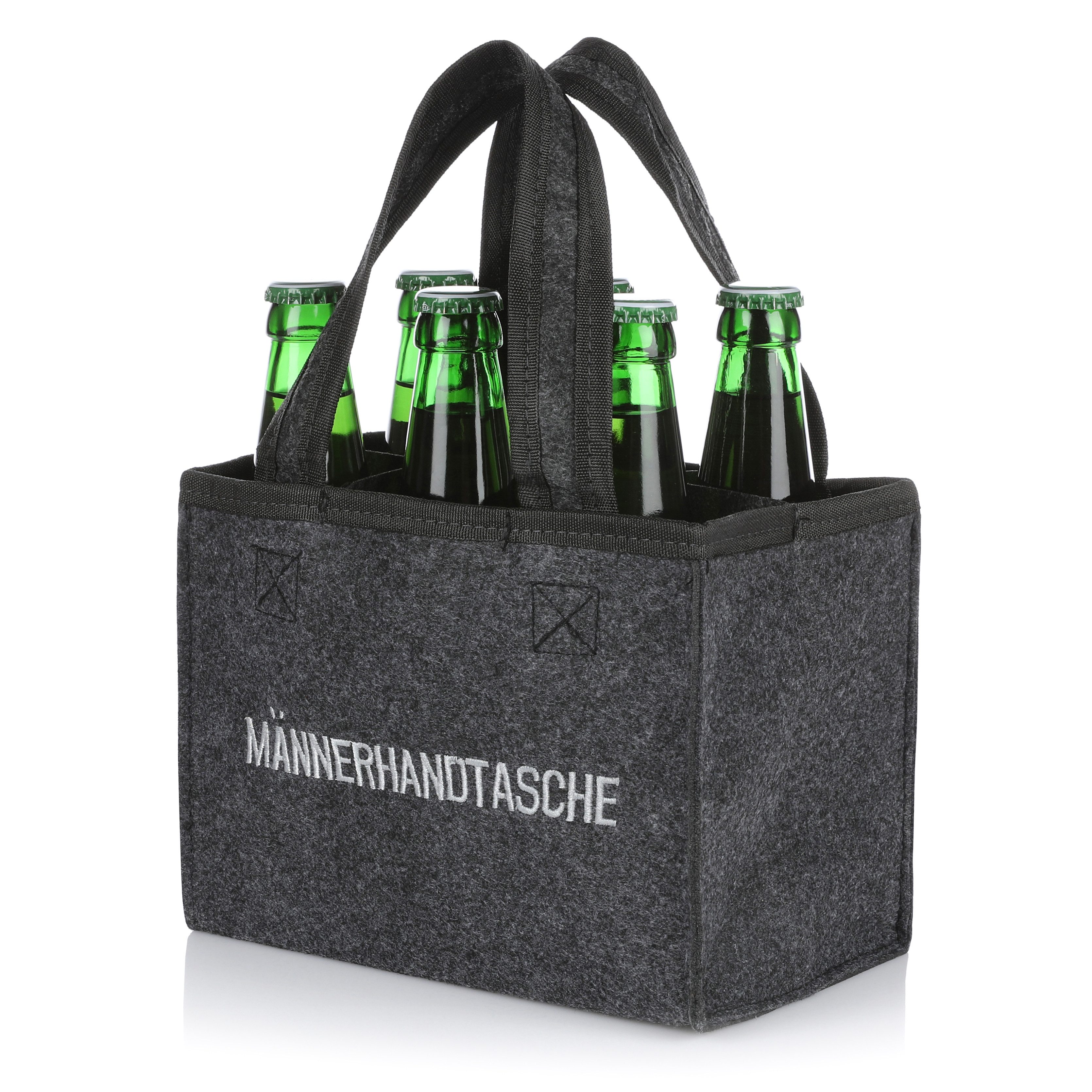 Nordstern Flaschenträger Männerhandtasche aus Filz mit 6 Fächern - 20 x 16 cm (1-St)
