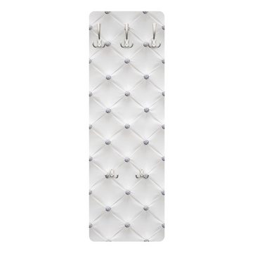 Bilderdepot24 Garderobenpaneel Design Muster Diamant Weiß Luxus (ausgefallenes Flur Wandpaneel mit Garderobenhaken Kleiderhaken hängend), moderne Wandgarderobe - Flurgarderobe im schmalen Hakenpaneel Design