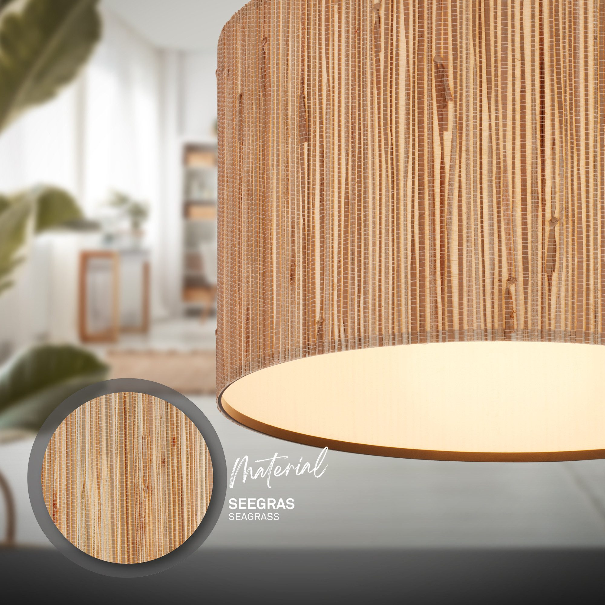 Briloner Leuchten Deckenleuchte LED Deckenlampe E27 Boho Natur Beige Wohnzi günstig online kaufen