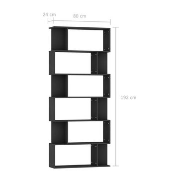 furnicato Bücherregal Bücherregal/Raumteiler Schwarz 80x24x192 cm Holzwerkstoff