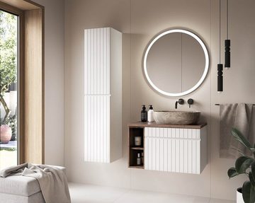 einfachgutemoebel Waschtisch-Set Badezimmer Waschplatz VITTAVLA 80cm, zum Unterbau Regal, matt-weiß, (Badmöbel Set, 1-St., Waschtisch Unterschrank)