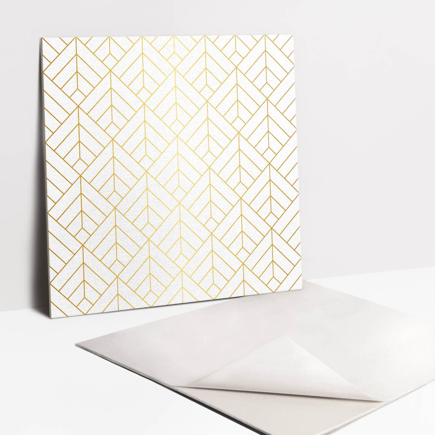 Tulup Wandtattoo Selbstklebende Fliesen 30x30cm Fliesen Goldene Geometrie 9Stück (1 St)