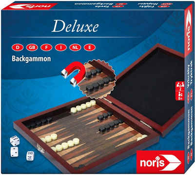 Noris Spiel, Familienspiel Würfelspiel Deluxe Reisespiel Backgammon 606108004