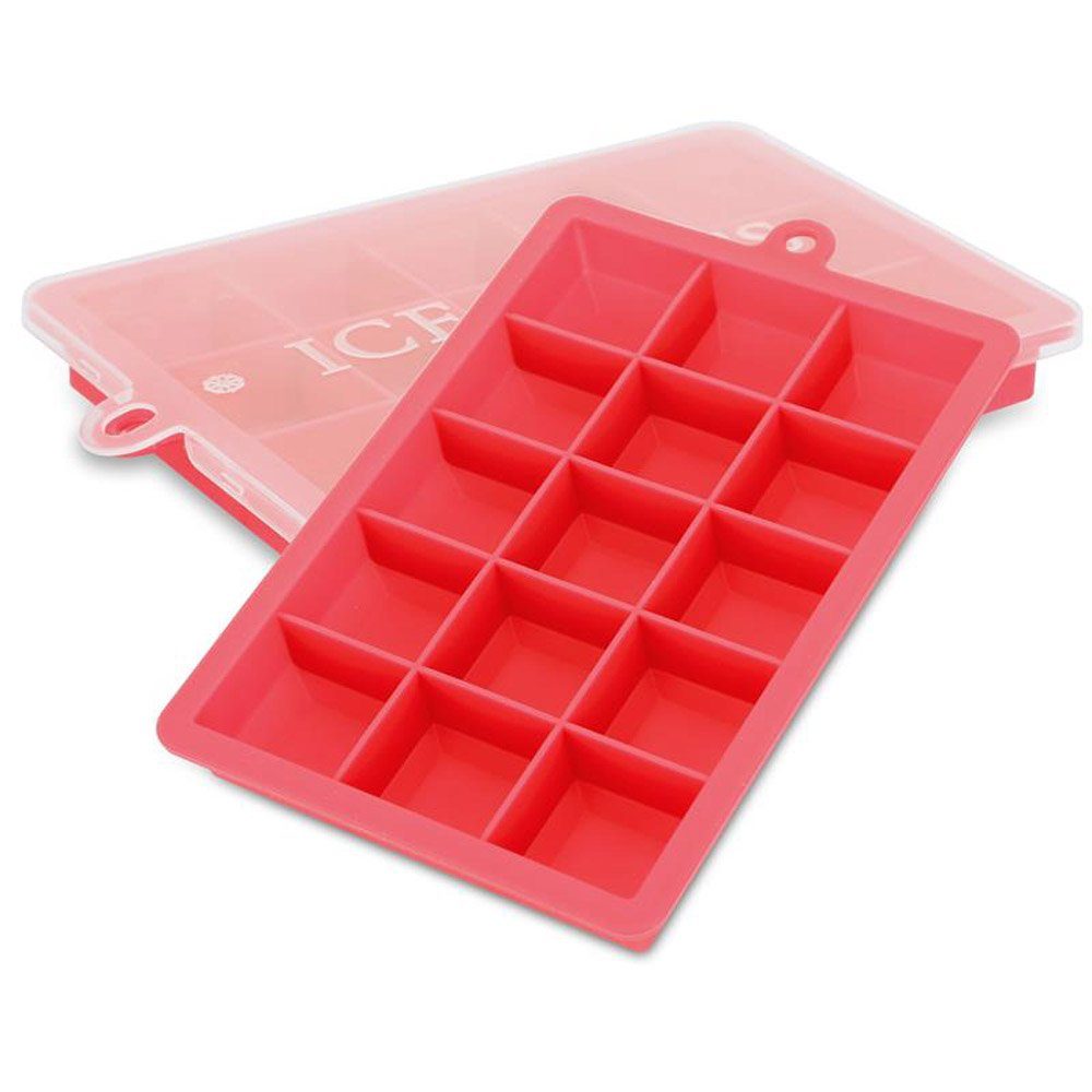 Intirilife Eiswürfelform, (2-tlg), Eiswürfel Silikonformen mit Deckel Rot