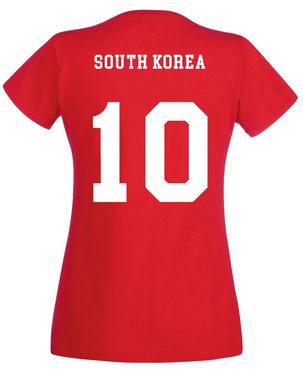 Youth Designz T-Shirt Südkorea Damen T-Shirt im Fußball Trikot Look mit trendigem Motiv