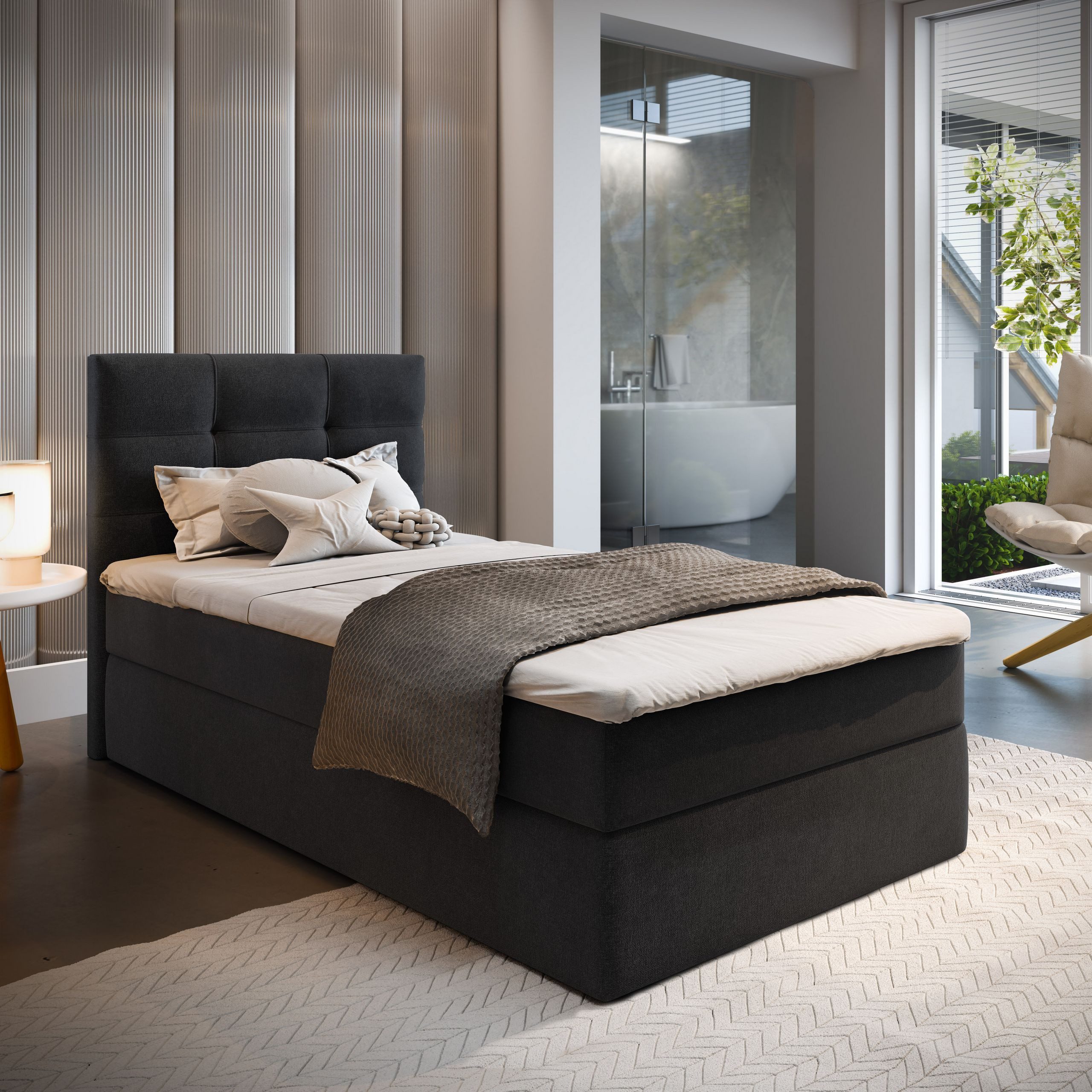 Masseno Boxbett GLOS 100x200 cm mit Bonell Matratze und Topper günstig online kaufen