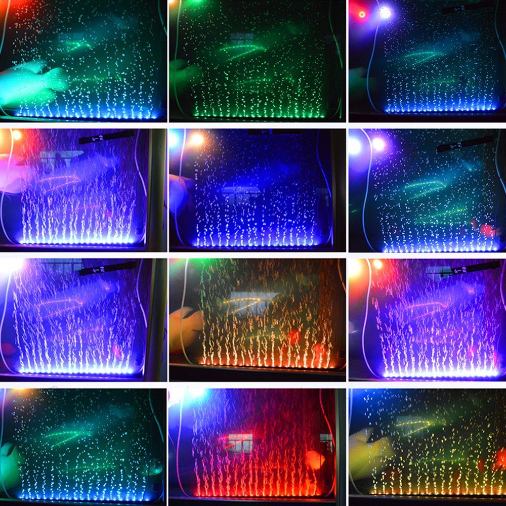 Rosnek LED Aquariumleuchte 5050 LED, RGB, Wasserdichte, Fernbedienung, Unterwasser Beleuchtung, RGB, Aquarium Lampe Air Bubble Leuchte