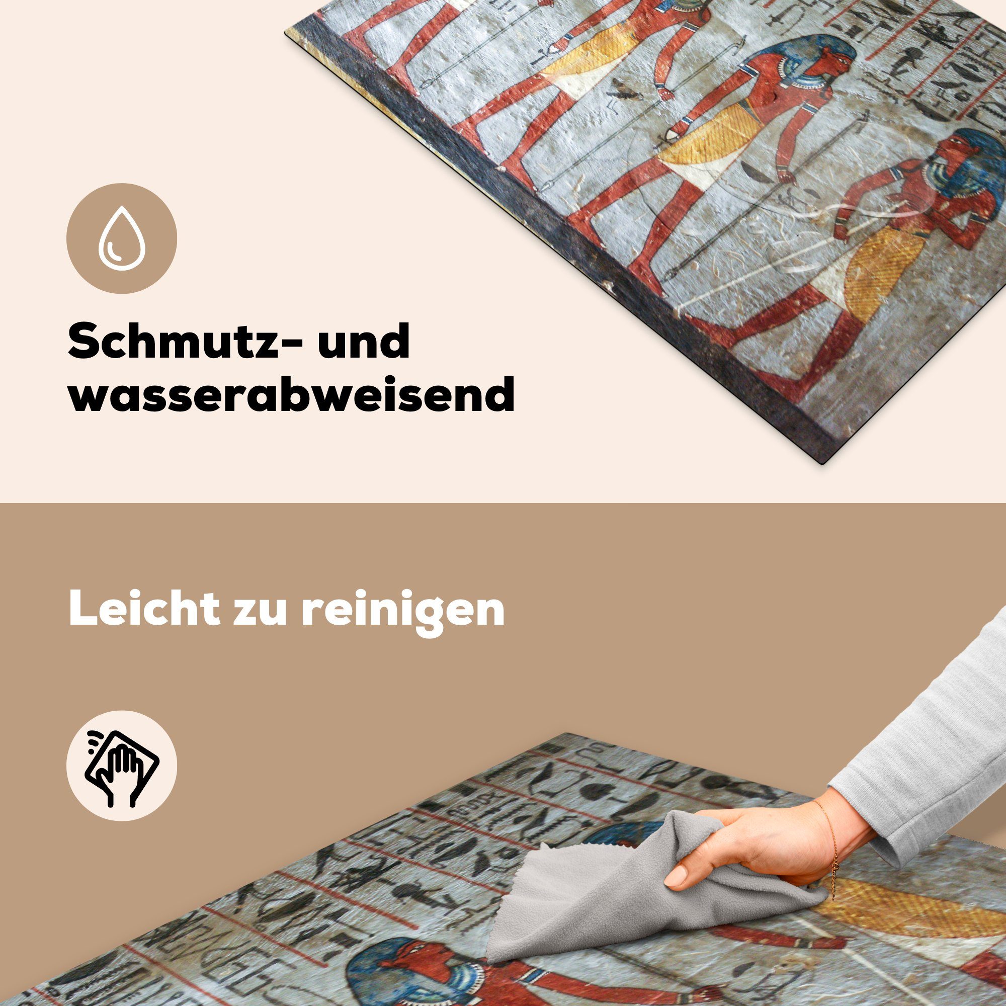 MuchoWow Herdblende-/Abdeckplatte Pharaonen an der Schutz Induktionskochfeld (1 cm, 81x52 Ceranfeldabdeckung die küche, für Wand, Vinyl, tlg)