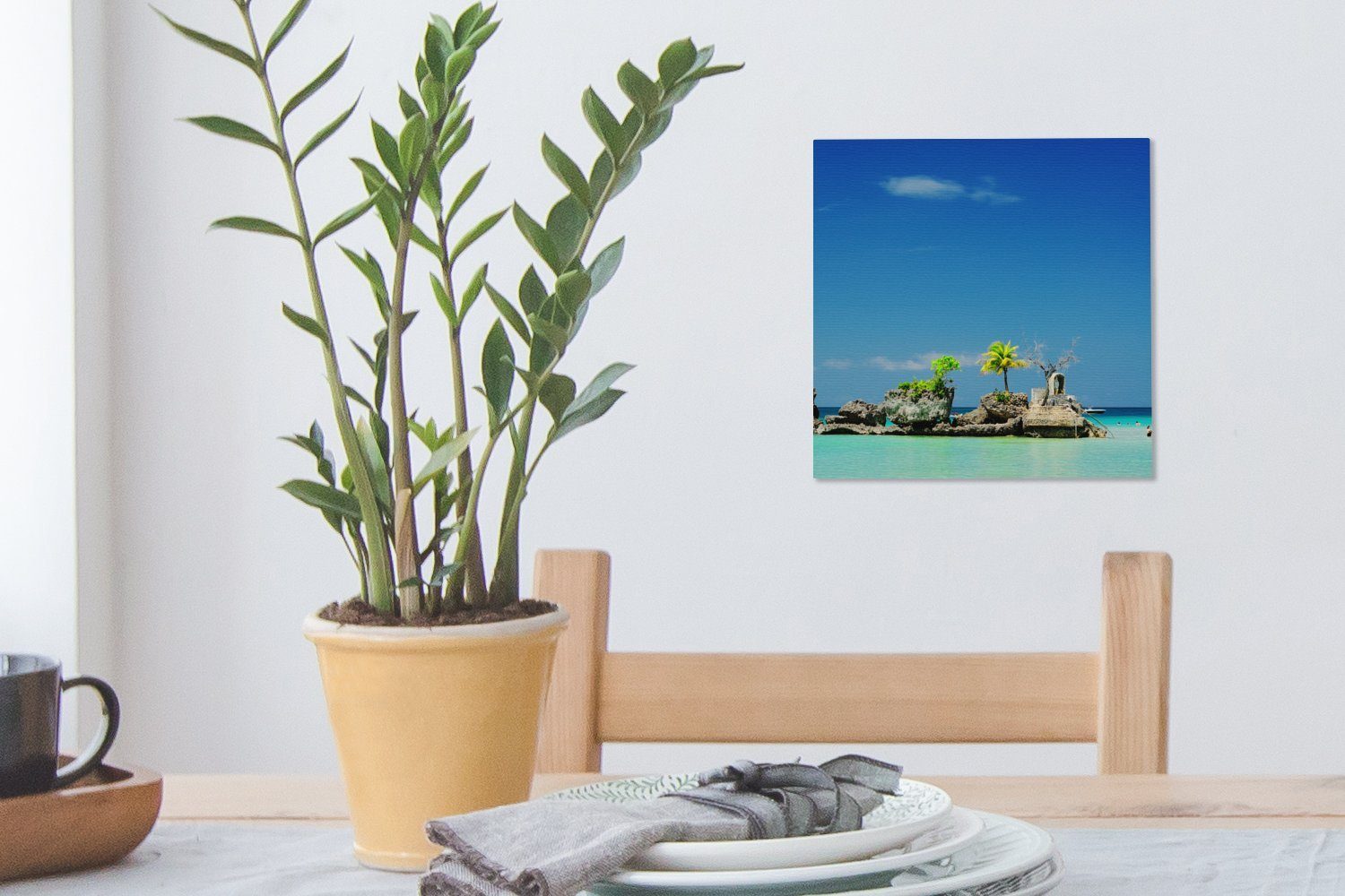 Schlafzimmer Klares der für Boracay, OneMillionCanvasses® (1 Wasser Leinwand Insel Bilder blaues St), Leinwandbild vor Wohnzimmer