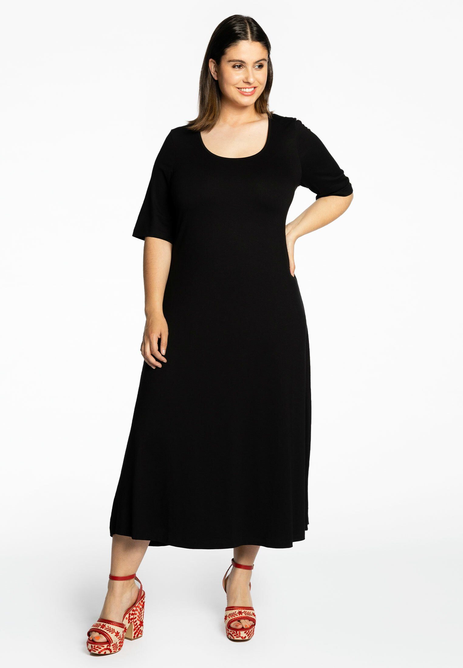 YOEK Midikleid Damen Kleid Große Größen