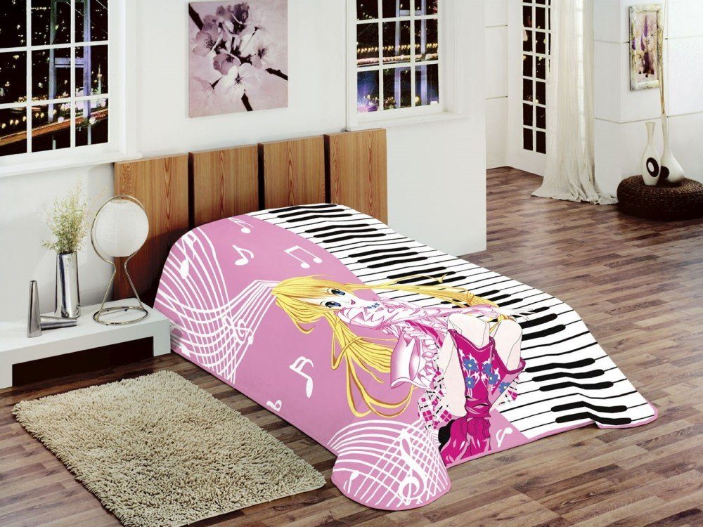 Carpetia Tagesdecke Decke Kinderdecke Kuscheldecke Tagesdecke Prinzessin Piano rosa pink
