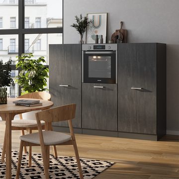 Livinity® Küchenzeile R-Line, Schwarz Beton/Anthrazit, 180 cm ohne Arbeitsplatte