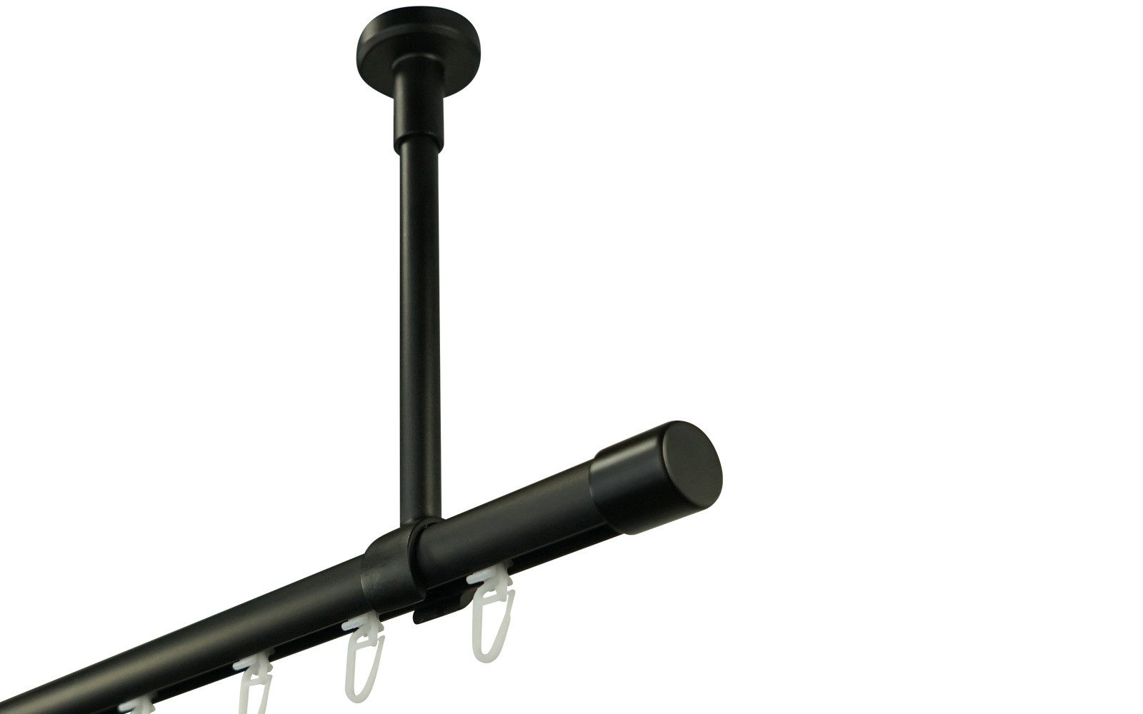 iso-design Gardinenstange Innenlaufset zur Deckenmontage mit großem Deckenabstand 18 cm kürzbar, Ø 20 mm, 1-läufig, kürzbar, Deckenmontage, geschraubt, Aluminium, Deckenabstand 18 cm (Mitte Rohr), mit Metallsäge kürzbar bis auf 5 cm