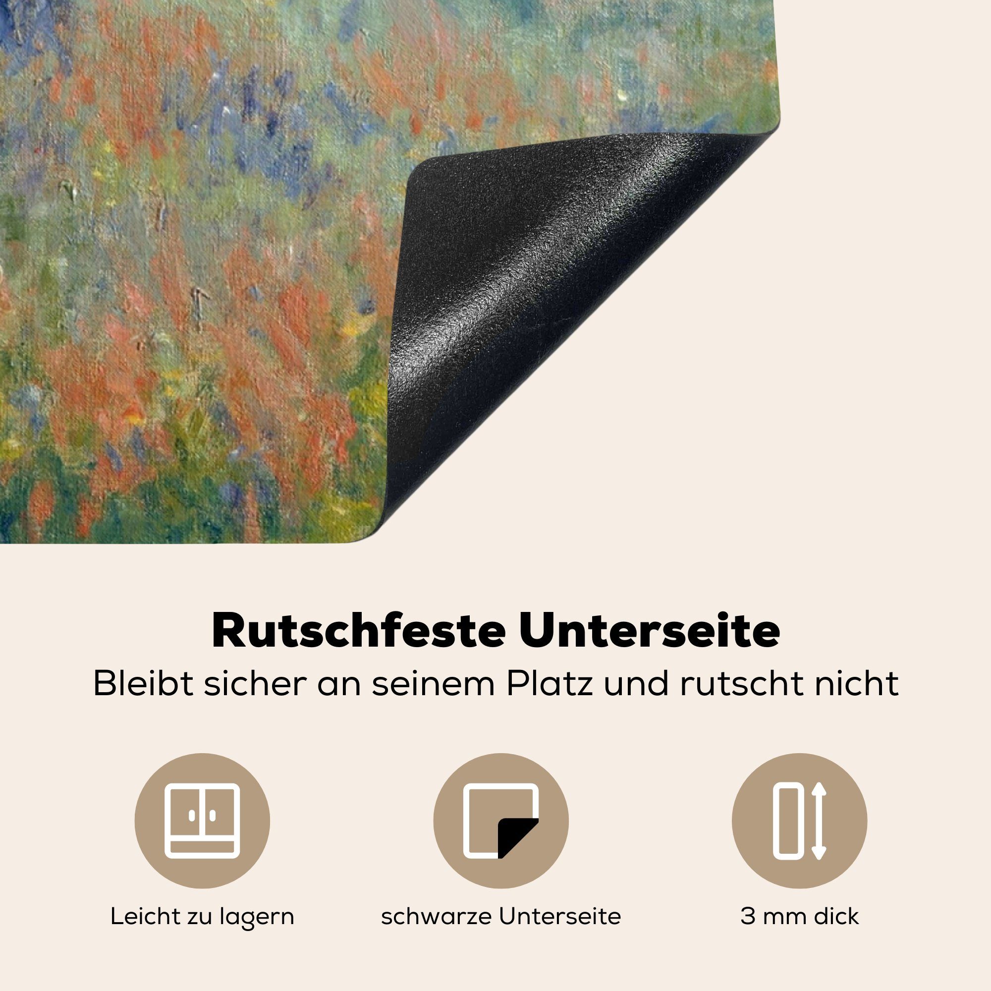 MuchoWow Herdblende-/Abdeckplatte Mohnfeld bei Ceranfeldabdeckung, Arbeitsplatte Claude Argenteuil für Vinyl, (1 - 78x78 tlg), cm, Monet, küche