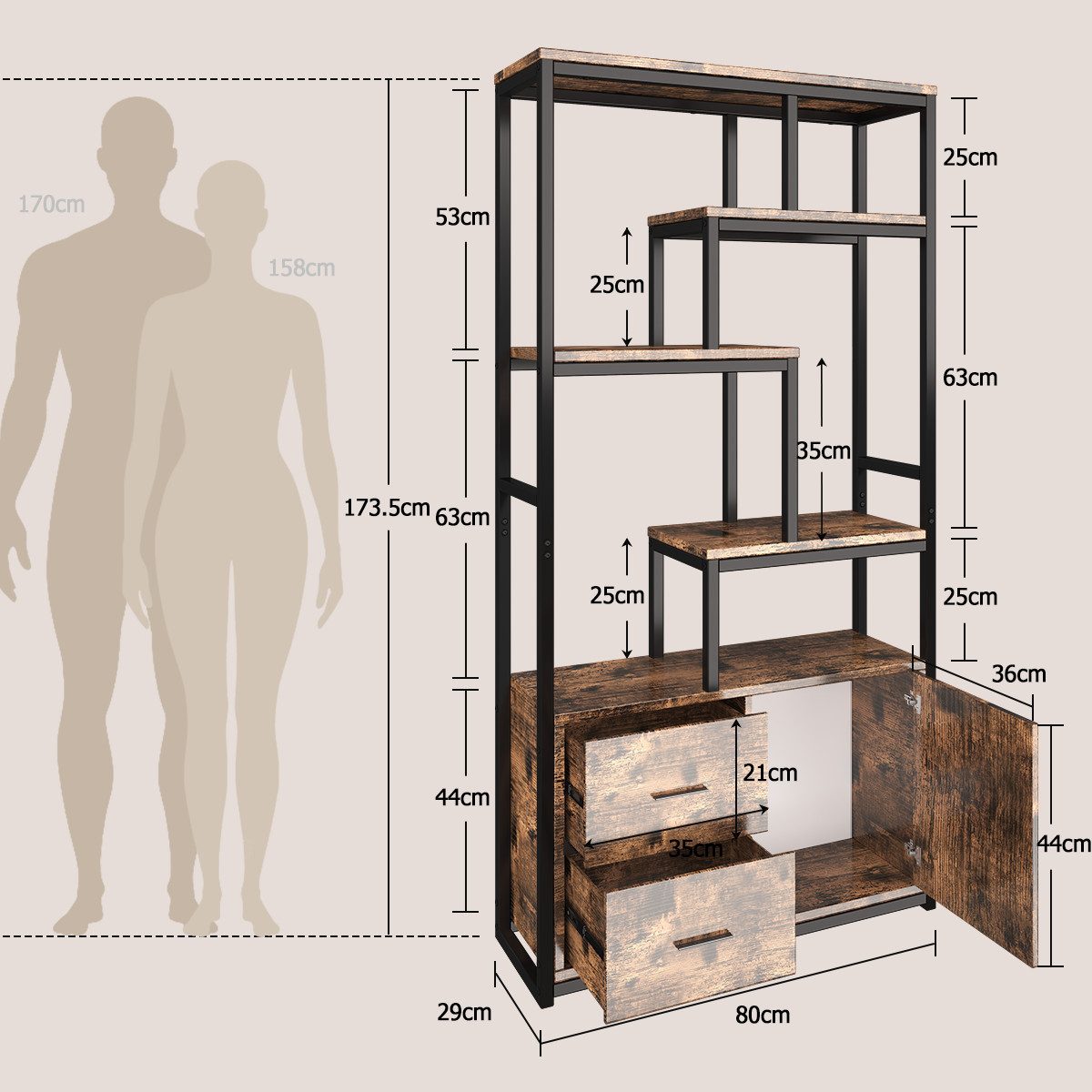 Mihtrov Bücherregal Standregal, Bücherschrank mit LED-Beleuchtung, günstig online kaufen