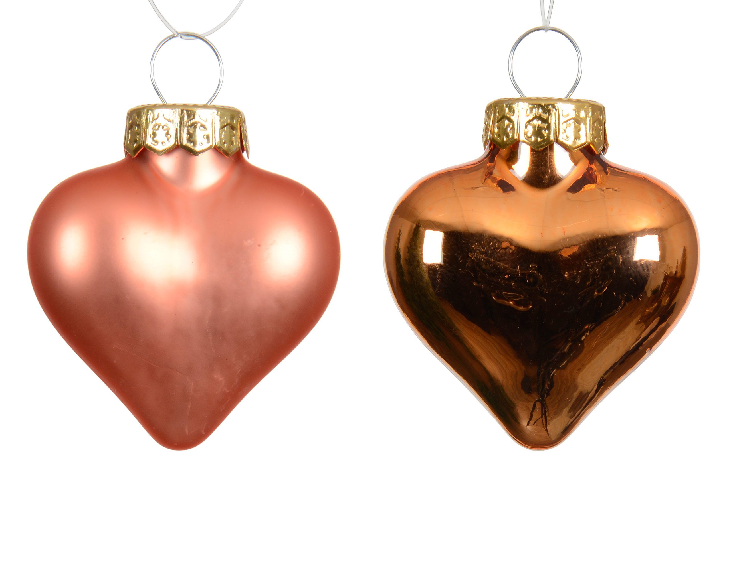 Kaemingk Christbaumschmuck, Christbaumschmuck Herzen 4cm Glas 12 Stück - Warmorange