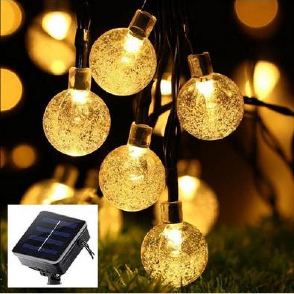 GelldG LED Solarleuchte Solar Lichterkette Außen & Innen, 30 warm weiße  Kristallkugeln LEDs