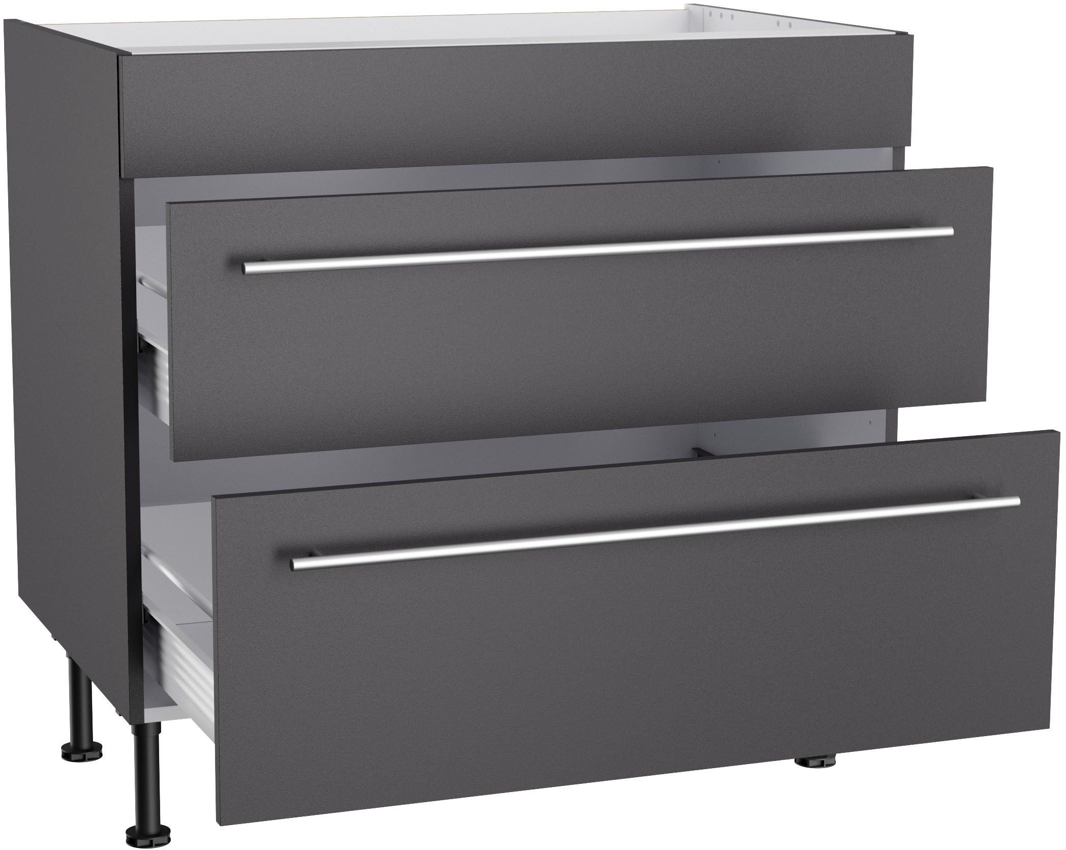 KOCHSTATION Kochfeldumbauschrank KS-Bern2 Breite 90 cm, Kochfeldumbauschrank, 2 Auszügen, 1 feste Blende