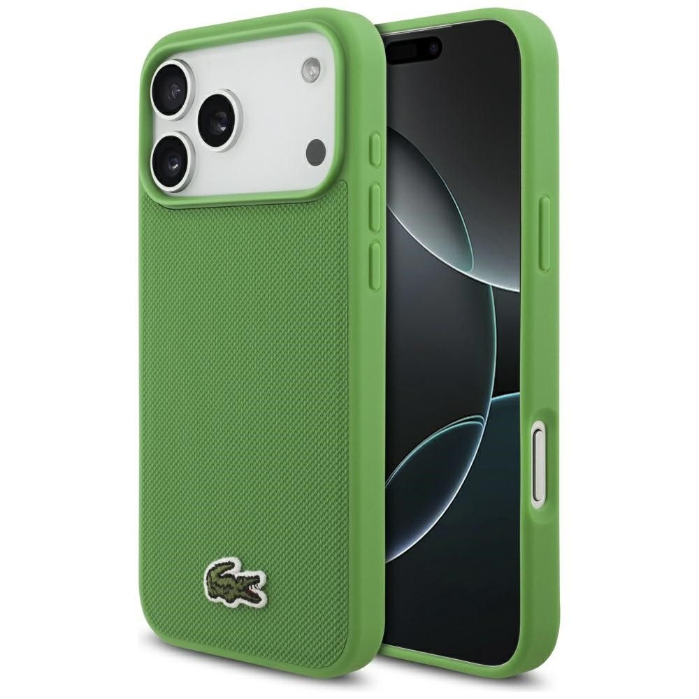 Lacoste Handyhülle iPhone 17 Pro Max Iconic Petit Pique grün Logo Krokodil Magsafe 6,9 Zoll, Kantenschutz