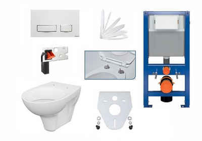 HGMBAD Vorwandelement WC »Vorwandelement 112 cm + WC + Drückerplatte Set«, Komplett-Set, Mit LotusClean Beschichtung