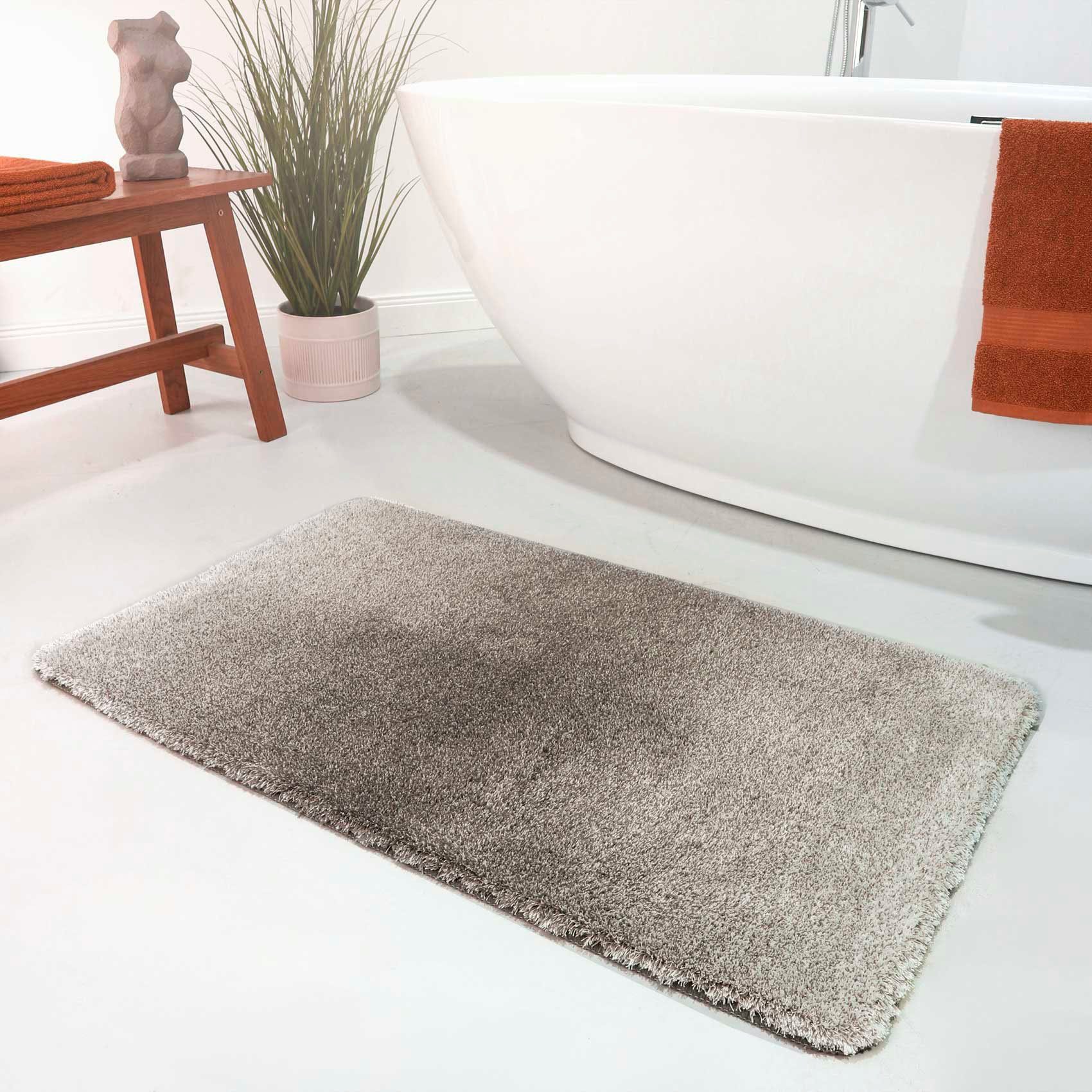 Wecon home Basics Badematte Luuk WB-2705, Höhe 25 mm, rutschhemmend beschichtet, fußbodenheizungsgeeignet, schnell trocknend, Polyester, trendiger Farbverlauf, waschbar, weicher Badezimmerteppich