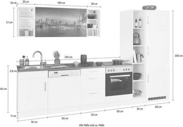 HELD MÖBEL Küchenzeile Paris, ohne E-Geräte, Breite 310 cm