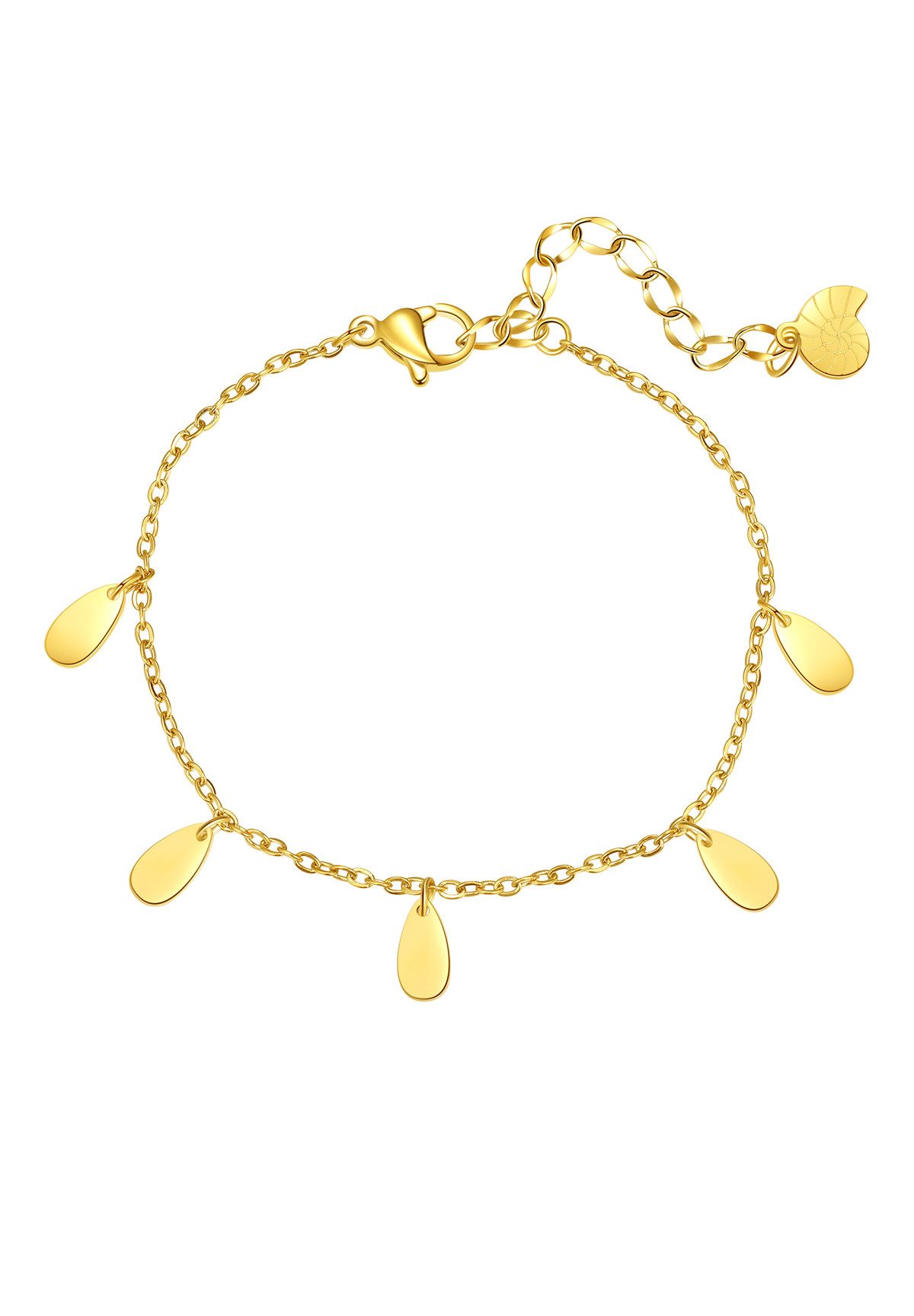 Charm-Armband Ovale Plättchen, 18K Roségold vergoldet