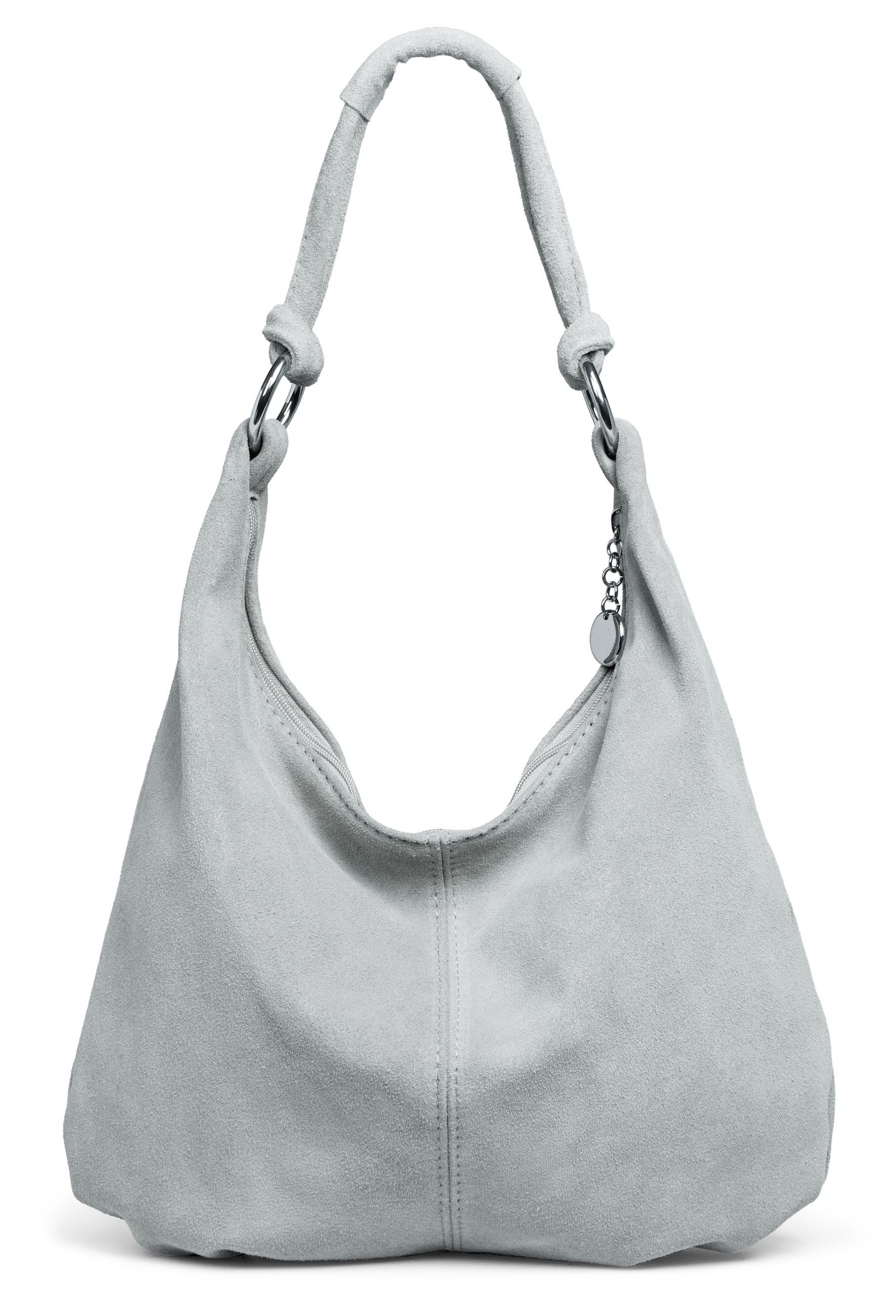 Caspar Schultertasche Wildleder Hobo Bag Damen Leder Shopper - PREMIUM LINE - Modell No.841, 100% italienisches Veloursleder, samtig weich, angenehmer Tragekomfort