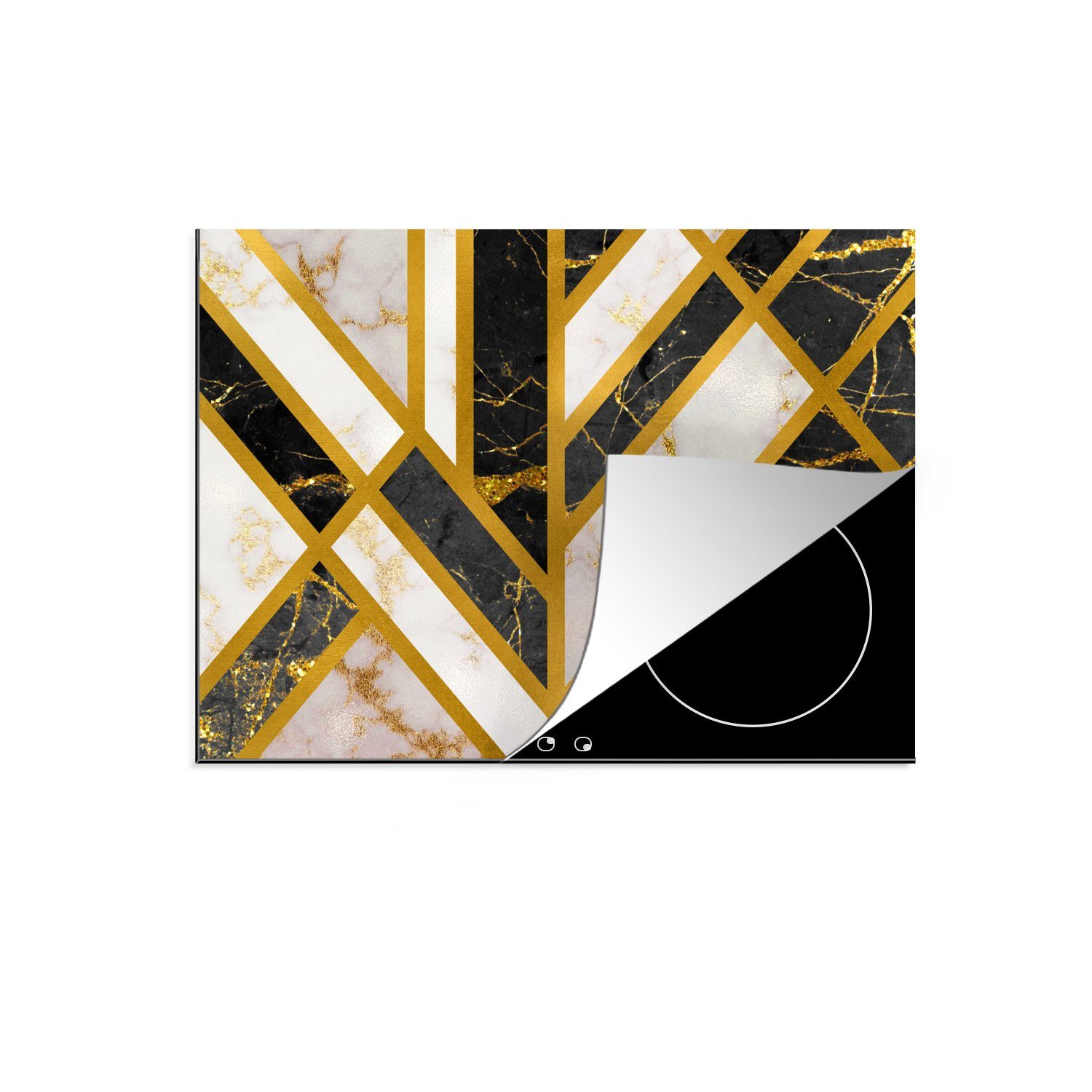 MuchoWow Herdblende-/Abdeckplatte Marmor - Gold - Luxus, Vinyl, (1 tlg), 71x52 cm, Induktionskochfeld Schutz für die küche, Ceranfeldabdeckung