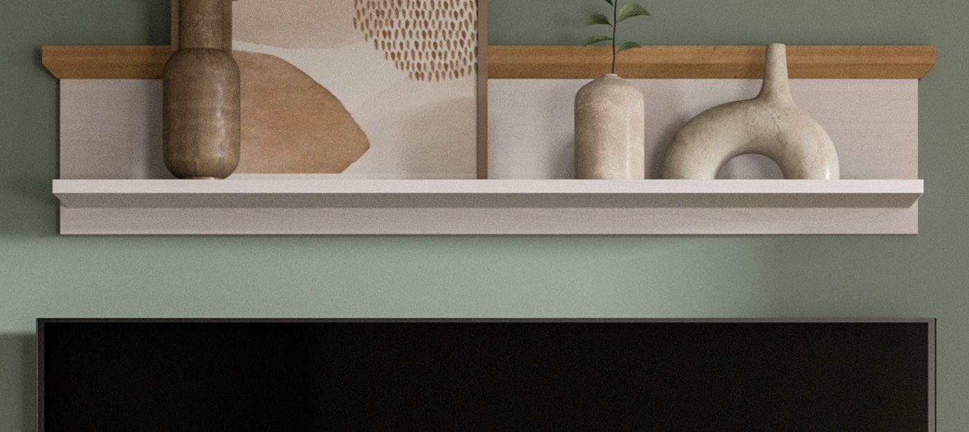Inn.Furn Wandboard Mirano, Wandregal in weiß Lärche mit Eiche Artisan, in g günstig online kaufen