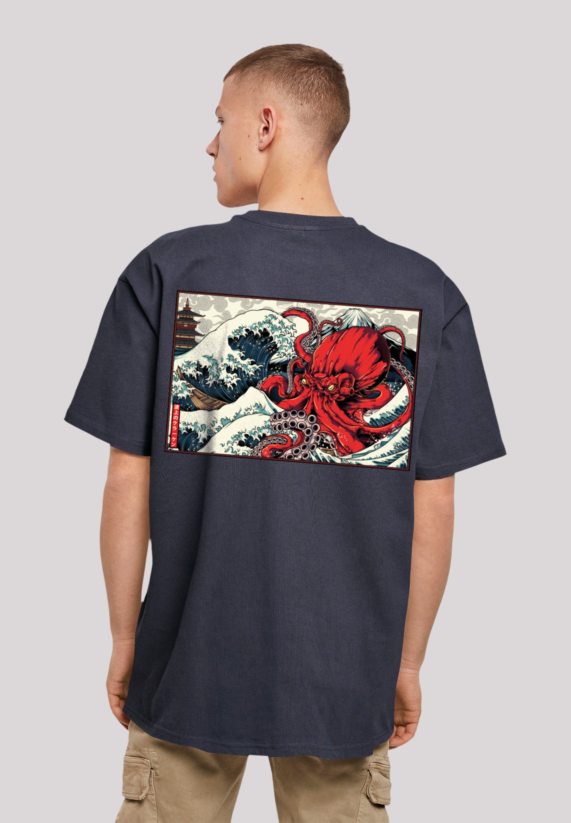 F4NT4STIC T-Shirt Octopus Japan Print navy