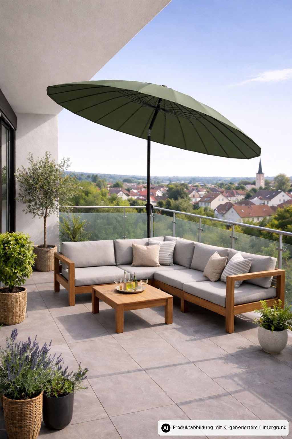 Leco Sonnenschirm Shanghai Sonnenschirm Balkonschirm Terrassenschirm Schirm, LxB: 250x260 cm, Kurbelbedienung, Abknickfunktion / Neigungsverstellung